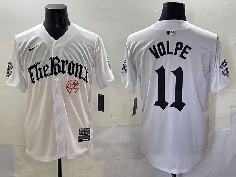 Men 2025 New York Yankees #11 Volpe White Five generations Joint Name Nike MLB Jersey style 5